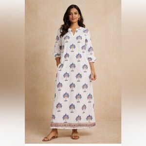 Lilbelle boutique luxury kaftan maxi dress palm print India $249 casual resort